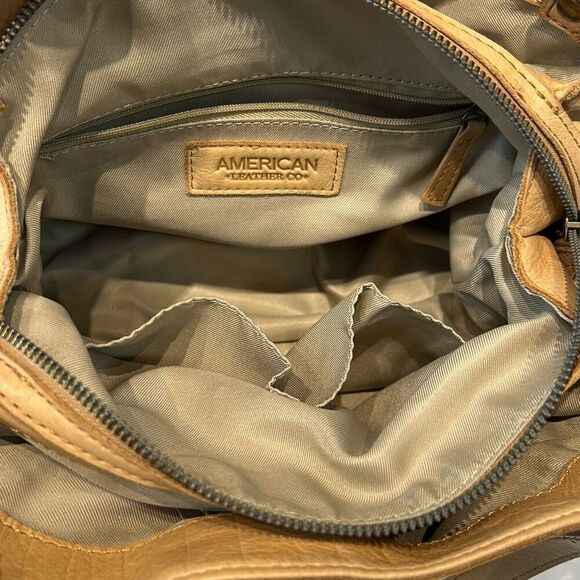 American Leather Co Handbag Lenox Triple Entry Satchel Shoulder Bag - Picture 9 of 11